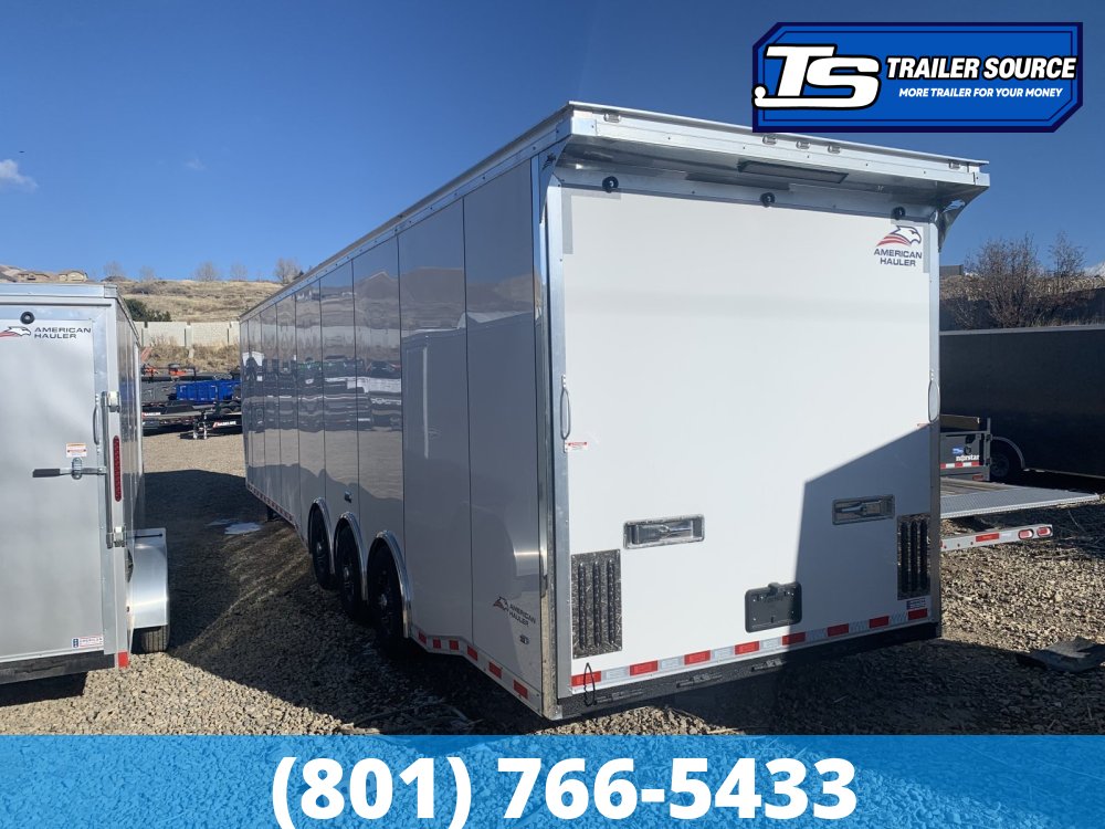 8.5x40 American Hauler Silver Hawk Gooseneck Premium Enclosed Race Car Hauler Trailer - 7'10" Interior - 21K GVWR - Rear Spoiler w/ Load Lights