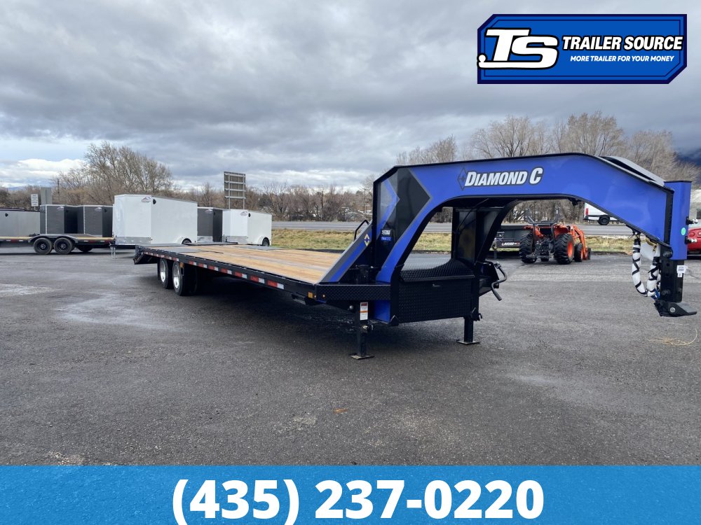 8.5x35 Diamond C FMAX 212 Gooseneck Equipment Trailer - 25.9K GVWR - Aluminum Outer Wheels, Custom Graphics, Max Ramps