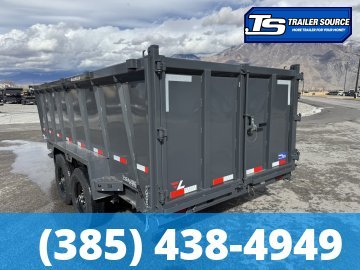 7x16 Lamar DT Dump Trailer - 48" Sides - 14K GVWR - Stabilizer Jacks, Telescopic