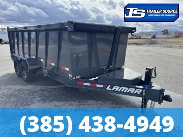 7x16 Lamar DT Dump Trailer - 48" Sides - 14K GVWR - Stabilizer Jacks, Telescopic
