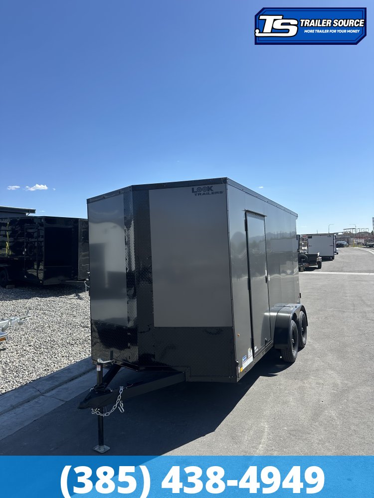 7x14 Look ST DLX Enclosed Cargo Trailer - 7'0" Interior - 7K GVWR - .080 PolyCor, Black Out Package, Rear Spoiler w/ Load Lights