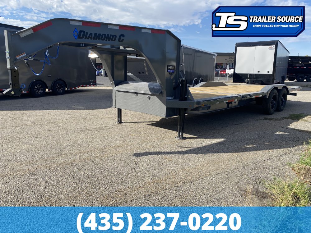 8.5x24 Diamond C HXD-GN 210 Gooseneck Wide Body w/ Drive Over Fenders Tilt Trailer - 23K GVWR - 18 Ply Tires, ABS Brakes, Hydraulic Jack(s)