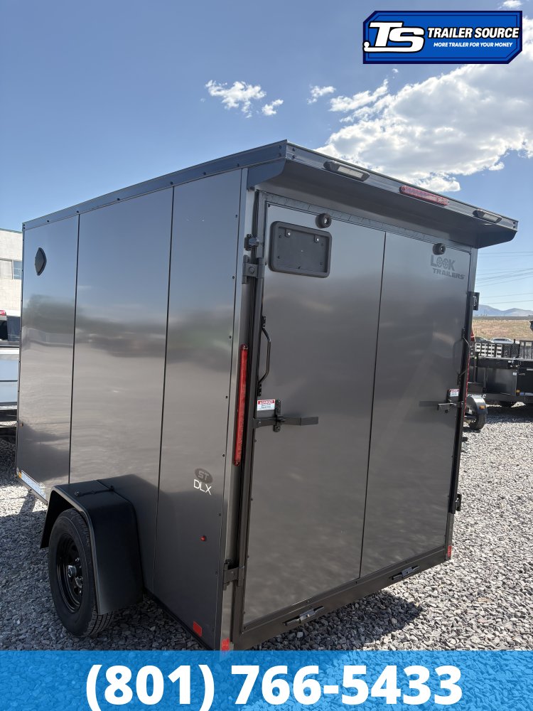 6x10 Look ST DLX Enclosed Cargo Trailer - 6'6" Interior - 3.5K GVWR - .080 PolyCor, Black Out Package, Ramp Door, Rear Spoiler w/ Load Lights