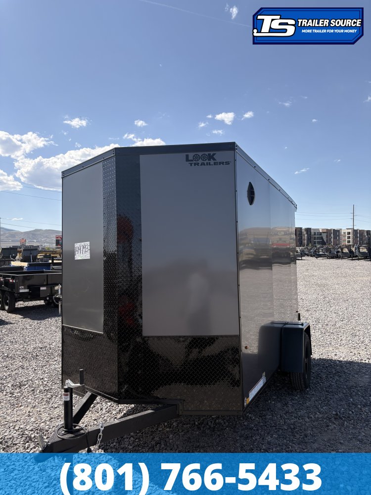 6x10 Look ST DLX Enclosed Cargo Trailer - 6'6" Interior - 3.5K GVWR - .080 PolyCor, Black Out Package, Ramp Door, Rear Spoiler w/ Load Lights