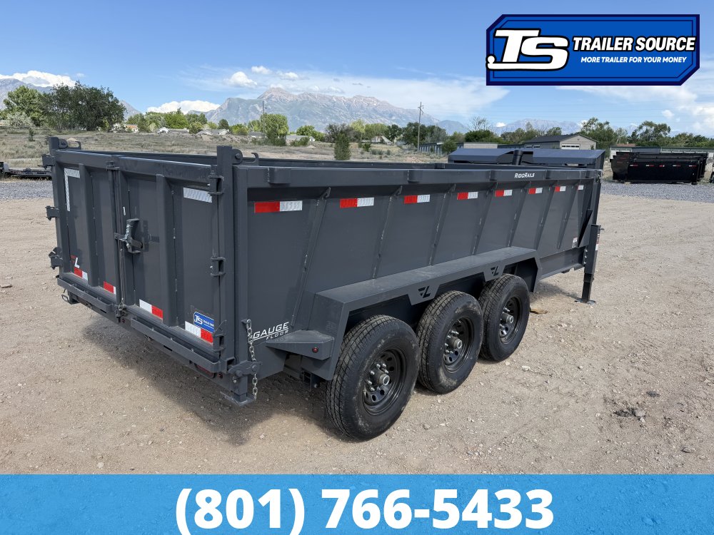 7x16 Lamar DT Gooseneck Dump Trailer - 36" Sides - 21K GVWR - Stabilizer Jacks, Telescopic