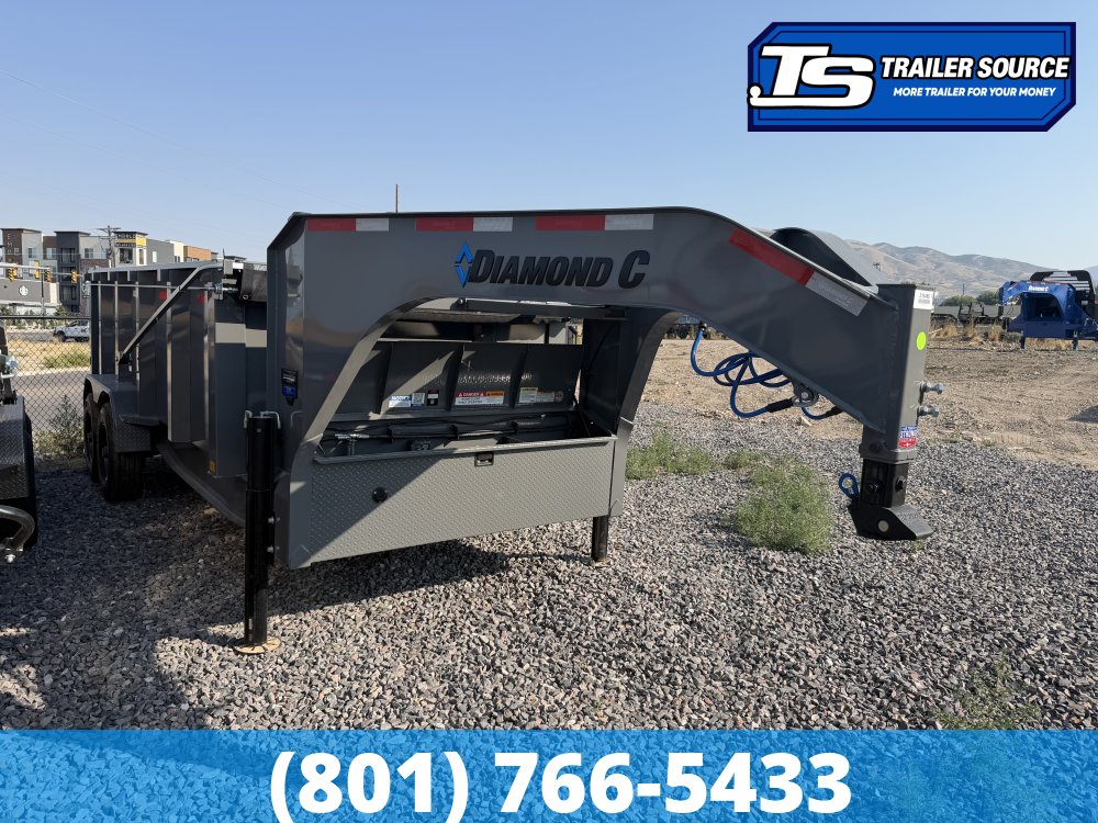 7x16 Diamond C LPT-GN 210 Gooseneck Dump Trailer - 44" Sides - 23K GVWR - Hydraulic Jack(s)