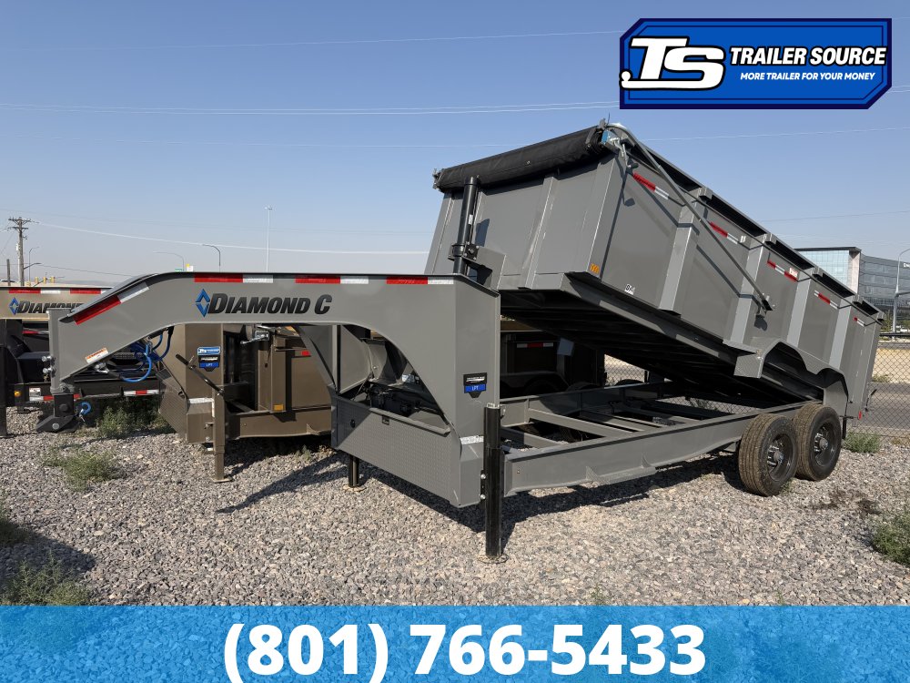 7x16 Diamond C LPT-GN 210 Gooseneck Dump Trailer - 44" Sides - 23K GVWR - Hydraulic Jack(s)