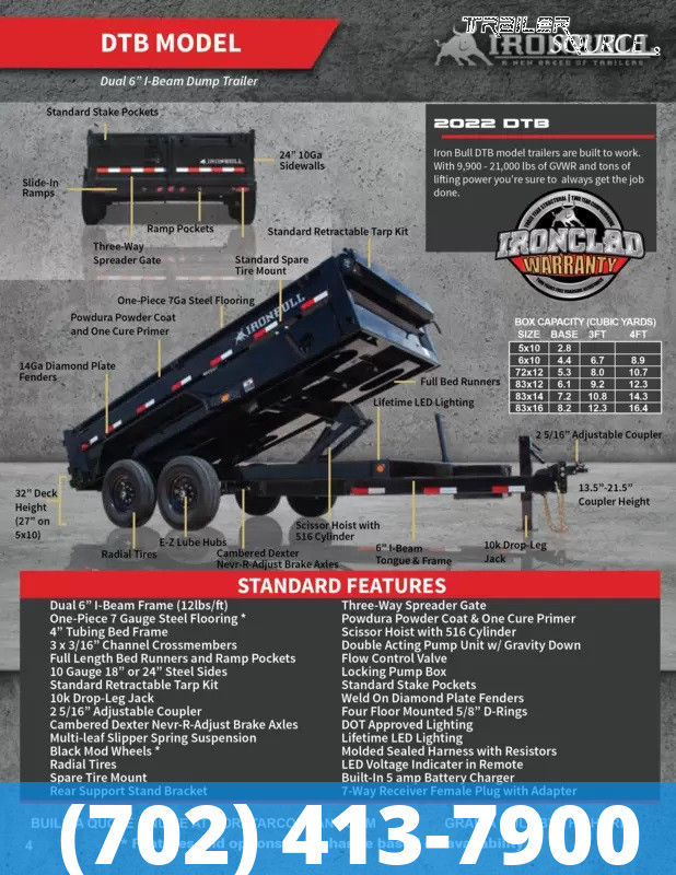 5x10 Iron Bull  18" Sides 7K Dump Trailer