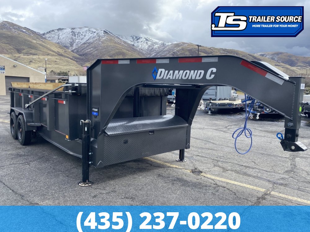 7x16 Diamond C LPT-GN 208 Gooseneck Dump Trailer - 32" Sides - 18K GVWR - Board Brackets, Hydraulic Jack(s)