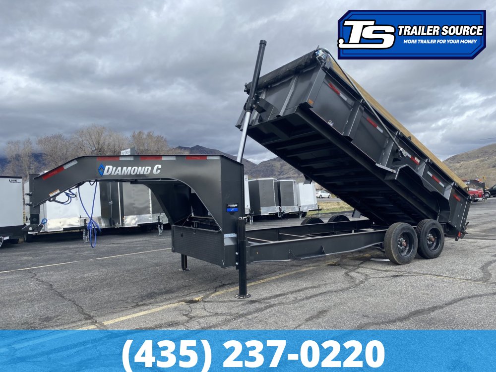 7x16 Diamond C LPT-GN 208 Gooseneck Dump Trailer - 32" Sides - 18K GVWR - Board Brackets, Hydraulic Jack(s)