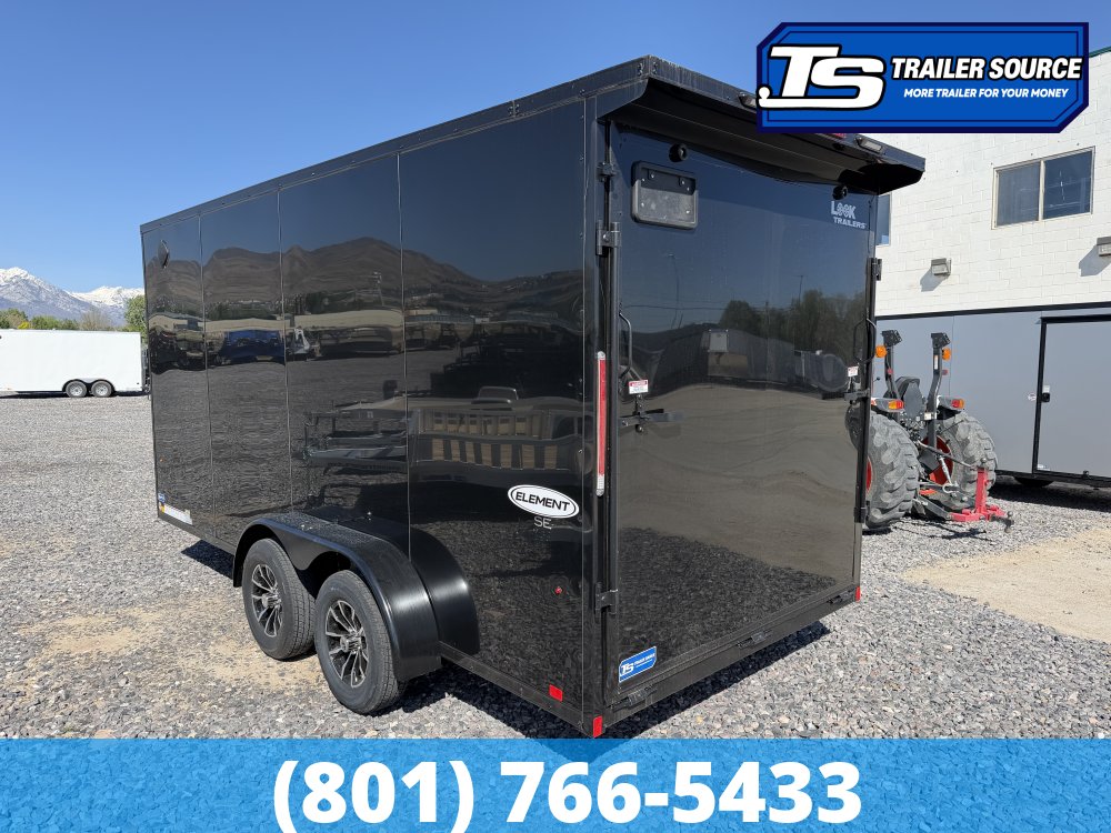 7x16 Look Element Elite Enclosed Car Hauler Trailer - 7K GVWR - .080 PolyCor, Alloy Wheels, Black Out Package, Finished Interior, Rear Spoiler w/ Load Lights, Rubber Coin Floor