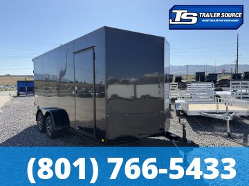 7x16 Look Element Elite Enclosed Car Hauler Trailer - 7K GVWR - .080 PolyCor, Alloy Wheels, Black Out Package, Finished Interior, Rear Spoiler w/ Load Lights, Rubber Coin Floor