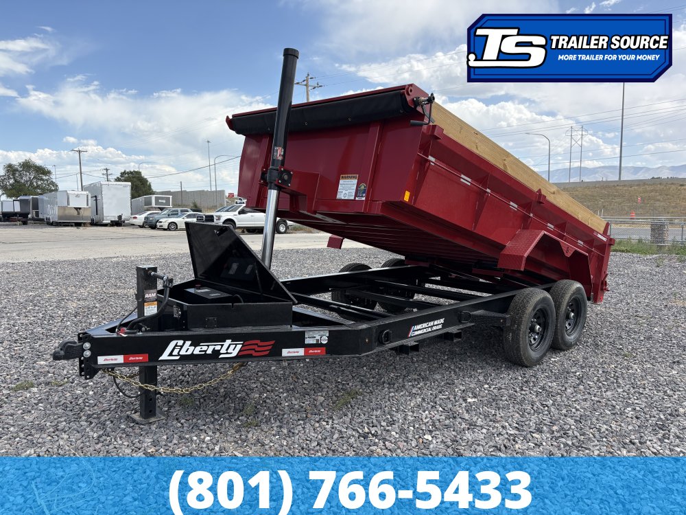 7x14 Liberty LD Dump Trailer - 24" Sides - 15.4K GVWR - 2 Tone Color, 7 Gauge Floor, Board Brackets, Fork Holders, Telescopic