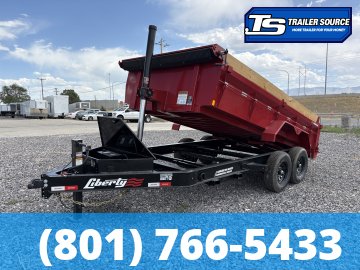 7x14 Liberty LD Dump Trailer - 24" Sides - 15.4K GVWR - 2 Tone Color, 7 Gauge Floor, Board Brackets, Fork Holders, Telescopic