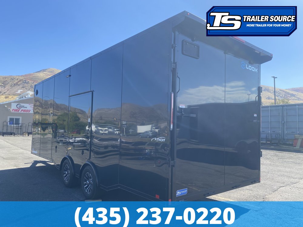 8.5x24 Look Vision Circuit Edition Enclosed Race Car Hauler Trailer - 7'6" Interior - 10K GVWR - .080 PolyCor, Black Out Package, Escape Door
