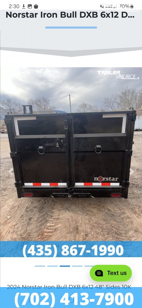 6x12 Norstar Iron Bull DXB 48" Sides 10K Dump Trailer