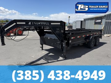 7x16 Iron Bull DBG Dump Trailer - 14K GVWR - 14 Ply Tires, Slide Out Ramps, Spare Mount, Spare Tire, Spreader Gate