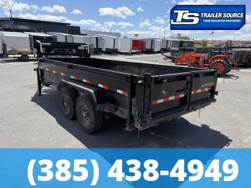 7x16 Iron Bull DBG Dump Trailer - 14K GVWR - 14 Ply Tires, Slide Out Ramps, Spare Mount, Spare Tire, Spreader Gate