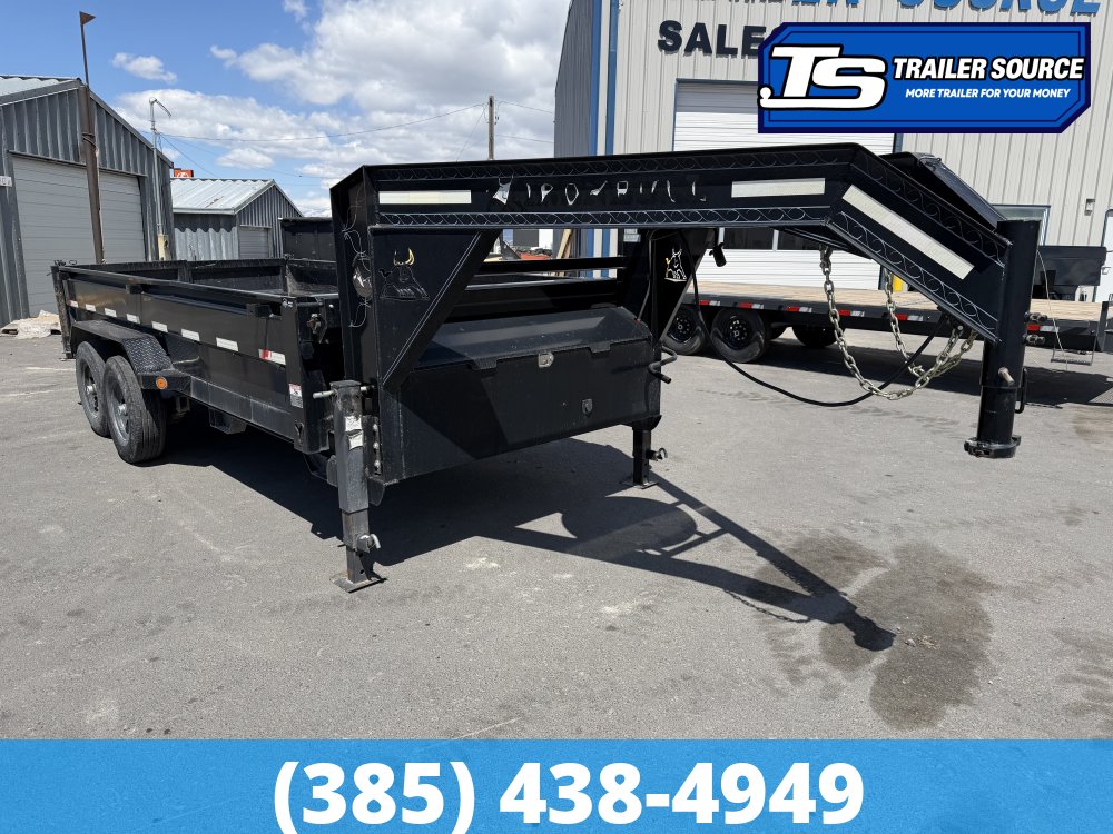 7x16 Iron Bull DBG Dump Trailer - 14K GVWR - 14 Ply Tires, Slide Out Ramps, Spare Mount, Spare Tire, Spreader Gate