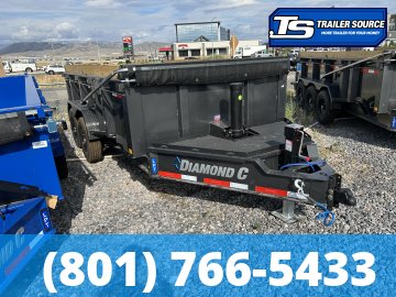 7x14 Diamond C LPT 207 Dump Trailer - 32" Sides - 15.5K GVWR - 14 Ply Tires, Board Brackets, Long Arm Tarp