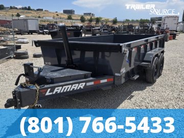 7x14 Lamar DT Dump Trailer - 24" Sides - 14K GVWR - 7G Floor, Stabilizer Jacks, Telescopic