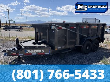 7x14 Diamond C LPT 207 Dump Trailer - 44" Sides - 15.5K GVWR - 14 Ply Tires, Hydraulic Jack(s), Long Arm Tarp