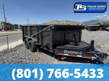 7x14 Diamond C LPT 207 Dump Trailer - 44" Sides - 15.5K GVWR - 14 Ply Tires, Hydraulic Jack(s), Long Arm Tarp
