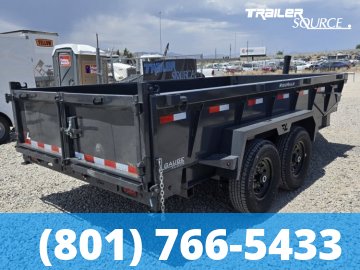 7x14 Lamar DT Dump Trailer - 24" Sides - 14K GVWR - 7G Floor, Stabilizer Jacks, Telescopic