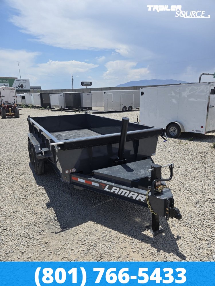 7x14 Lamar DT Dump Trailer - 24" Sides - 14K GVWR - 7G Floor, Stabilizer Jacks, Telescopic
