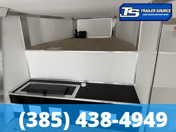 8.5x38 Alcom All Sport Gooseneck Enclosed Aluminum Snowmobile Trailer - 7'0" Interior - 10K GVWR - 110V Power, Battery, D-Rings, Dovetail, Gooseneck, Heater, Roof Vent, RV Door, Sc