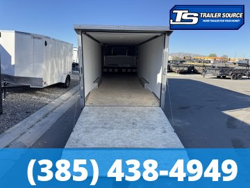 8.5x38 Alcom All Sport Gooseneck Enclosed Aluminum Snowmobile Trailer - 7'0" Interior - 10K GVWR - 110V Power, Battery, D-Rings, Dovetail, Gooseneck, Heater, Roof Vent, RV Door, Sc