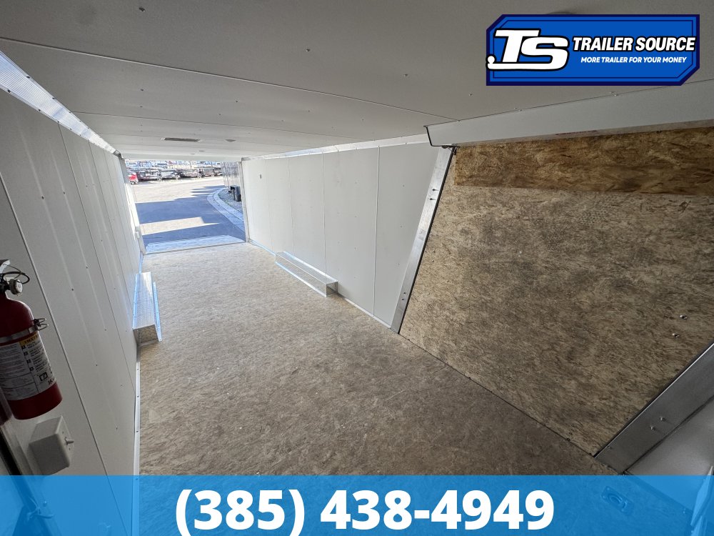 8.5x38 Alcom All Sport Gooseneck Enclosed Aluminum Snowmobile Trailer - 7'0" Interior - 10K GVWR - 110V Power, Battery, D-Rings, Dovetail, Gooseneck, Heater, Roof Vent, RV Door, Sc