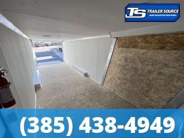 8.5x38 Alcom All Sport Gooseneck Enclosed Aluminum Snowmobile Trailer - 7'0" Interior - 10K GVWR - 110V Power, Battery, D-Rings, Dovetail, Gooseneck, Heater, Roof Vent, RV Door, Sc