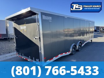 8.5x38 Alcom All Sport Gooseneck Enclosed Aluminum Snowmobile Trailer - 7'0" Interior - 14K GVWR - 110V Power, Battery, D-Rings, Dovetail, Gooseneck, Heater, Roof Vent, RV Door, Sc