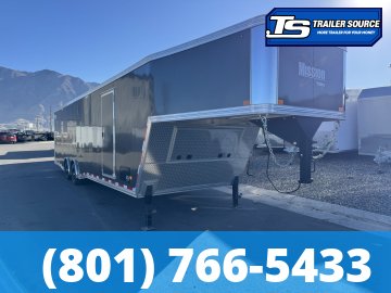 8.5x38 Alcom All Sport Gooseneck Enclosed Aluminum Snowmobile Trailer - 7'0" Interior - 14K GVWR - 110V Power, Battery, D-Rings, Dovetail, Gooseneck, Heater, Roof Vent, RV Door, Sc