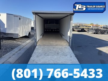 8.5x38 Alcom All Sport Gooseneck Enclosed Aluminum Snowmobile Trailer - 7'0" Interior - 14K GVWR - 110V Power, Battery, D-Rings, Dovetail, Gooseneck, Heater, Roof Vent, RV Door, Sc