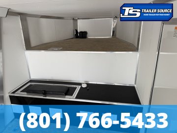 8.5x38 Alcom All Sport Gooseneck Enclosed Aluminum Snowmobile Trailer - 7'0" Interior - 14K GVWR - 110V Power, Battery, D-Rings, Dovetail, Gooseneck, Heater, Roof Vent, RV Door, Sc