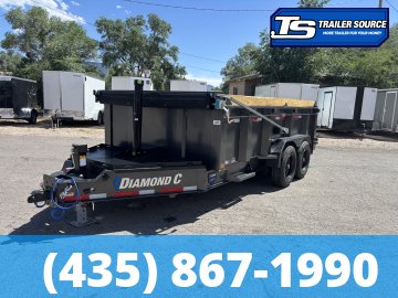 7x14 Diamond C LPT 208 Dump Trailer - 32" Sides - 18K GVWR - 18 Ply Tires, Board Brackets, Long Arm Tarp