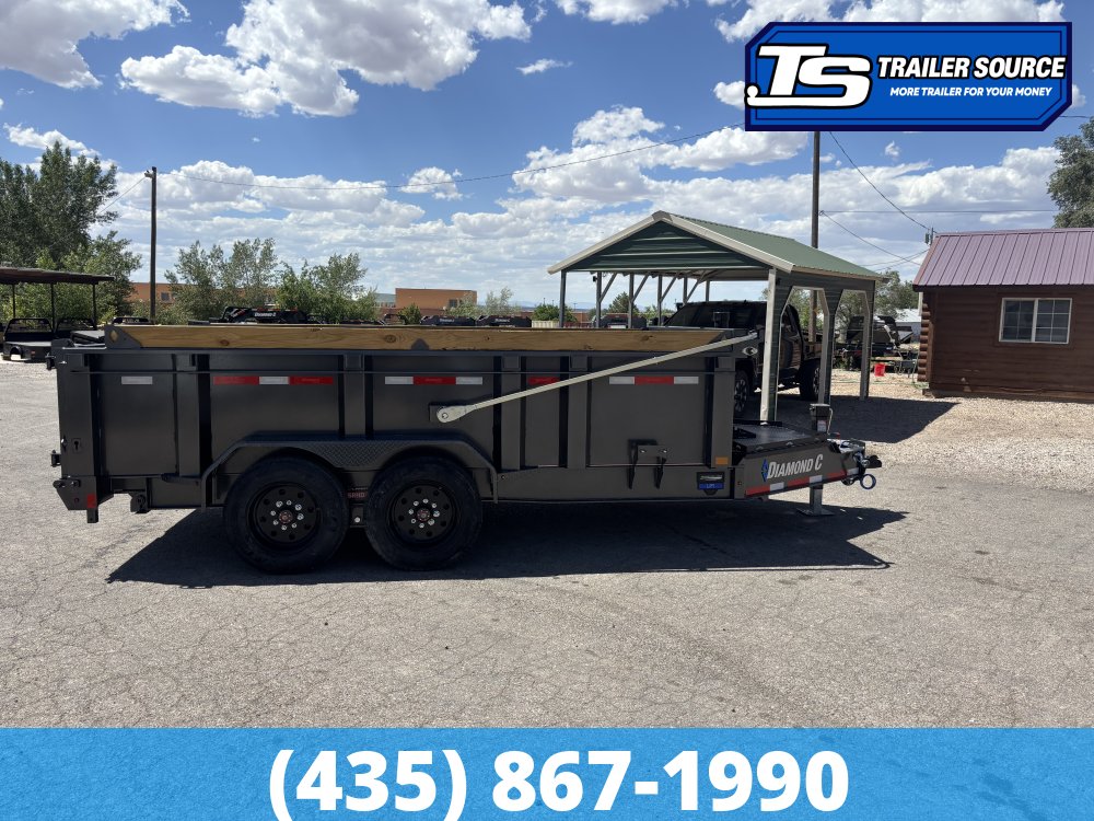 7x14 Diamond C LPT 208 Dump Trailer - 32" Sides - 18K GVWR - 18 Ply Tires, Board Brackets, Long Arm Tarp