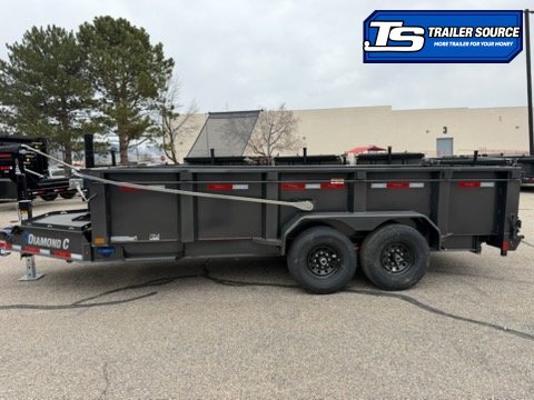 7x16 Diamond C LPT 207 Dump Trailer - 32" Sides - 15.5K GVWR - 14 Ply Tires, Long Arm Tarp