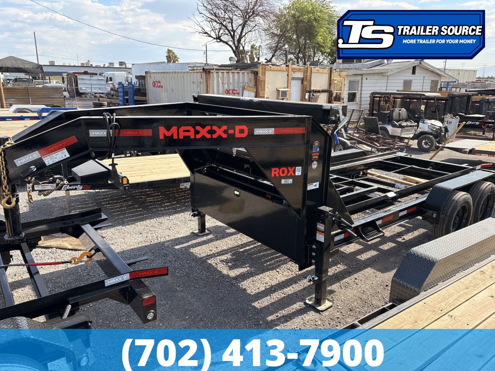 Maxx-D ROX Gooseneck 7x14 ft Roll Off Trailer 14K GVWR Electric Tarp