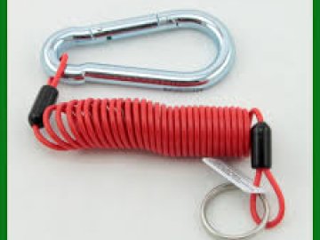 Zip 6' Coiled Breakaway Cable w/Split Ring and Carabiner Clip