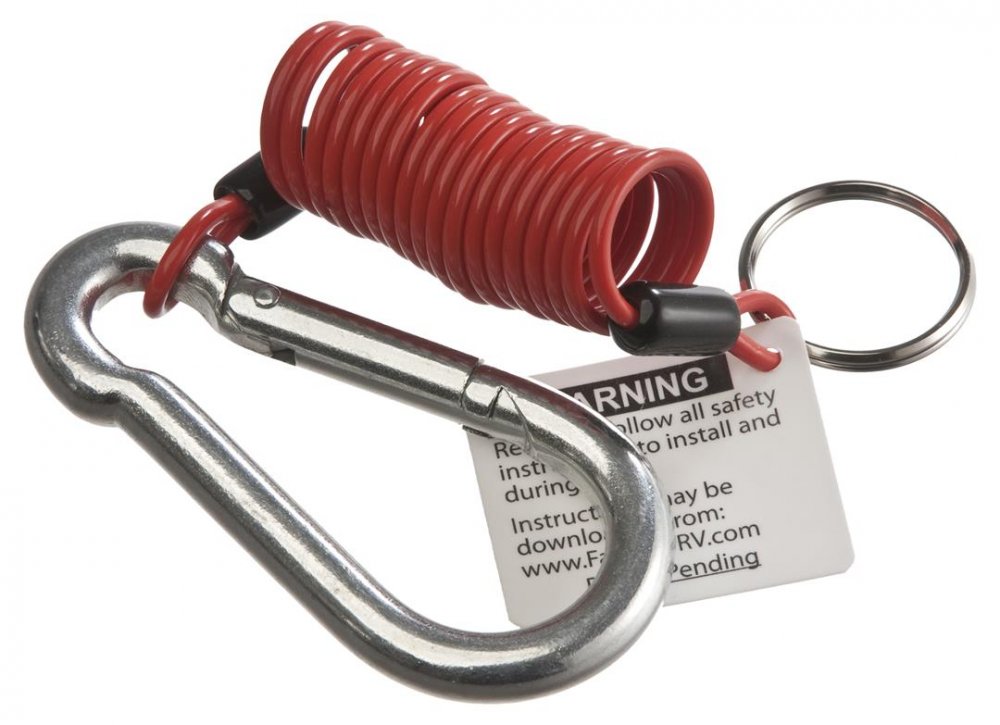 Zip 4' Coiled Breakaway Cable w/Split Ring and Carabiner Clip