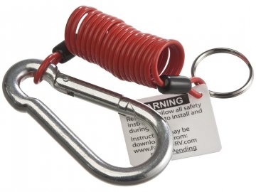 Zip 4' Coiled Breakaway Cable w/Split Ring and Carabiner Clip