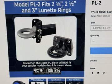 Proven Industries PL-2 2-3/8''-2-1/2'' Lunette Ring