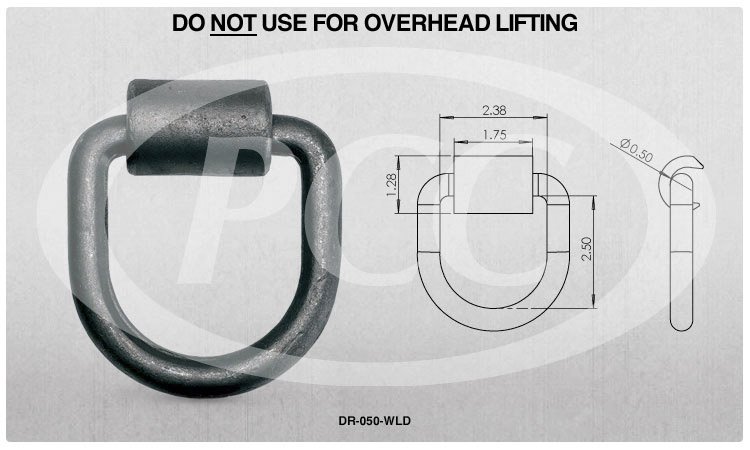HEAVY DUTY WELD-ON D RING 1/2"
