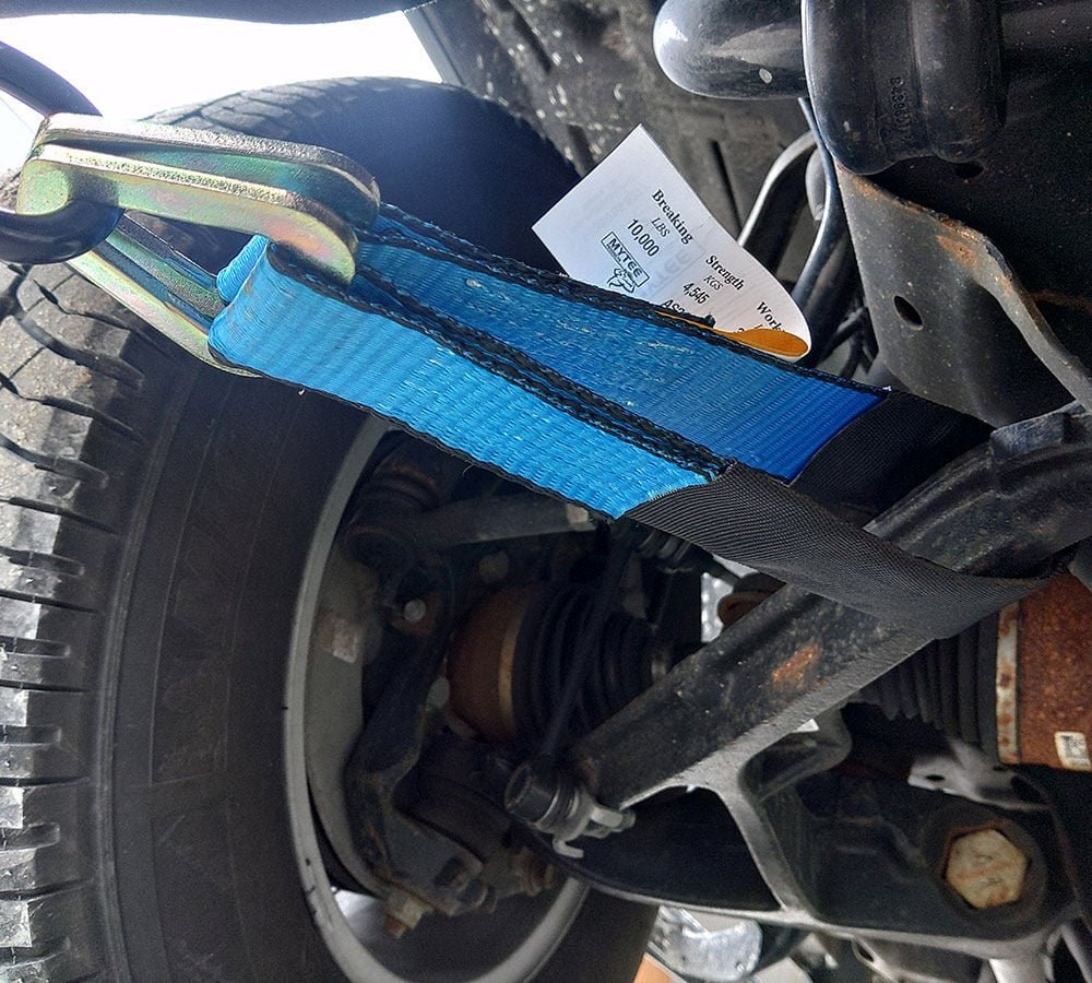 2''X24'' Axle Strap W/ D-Rings and Protective Sleeve