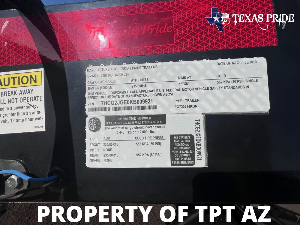 2019 7X20+2 16K GN LOWBOW TEXAS PRIDE EQUIPMENT TRAILER