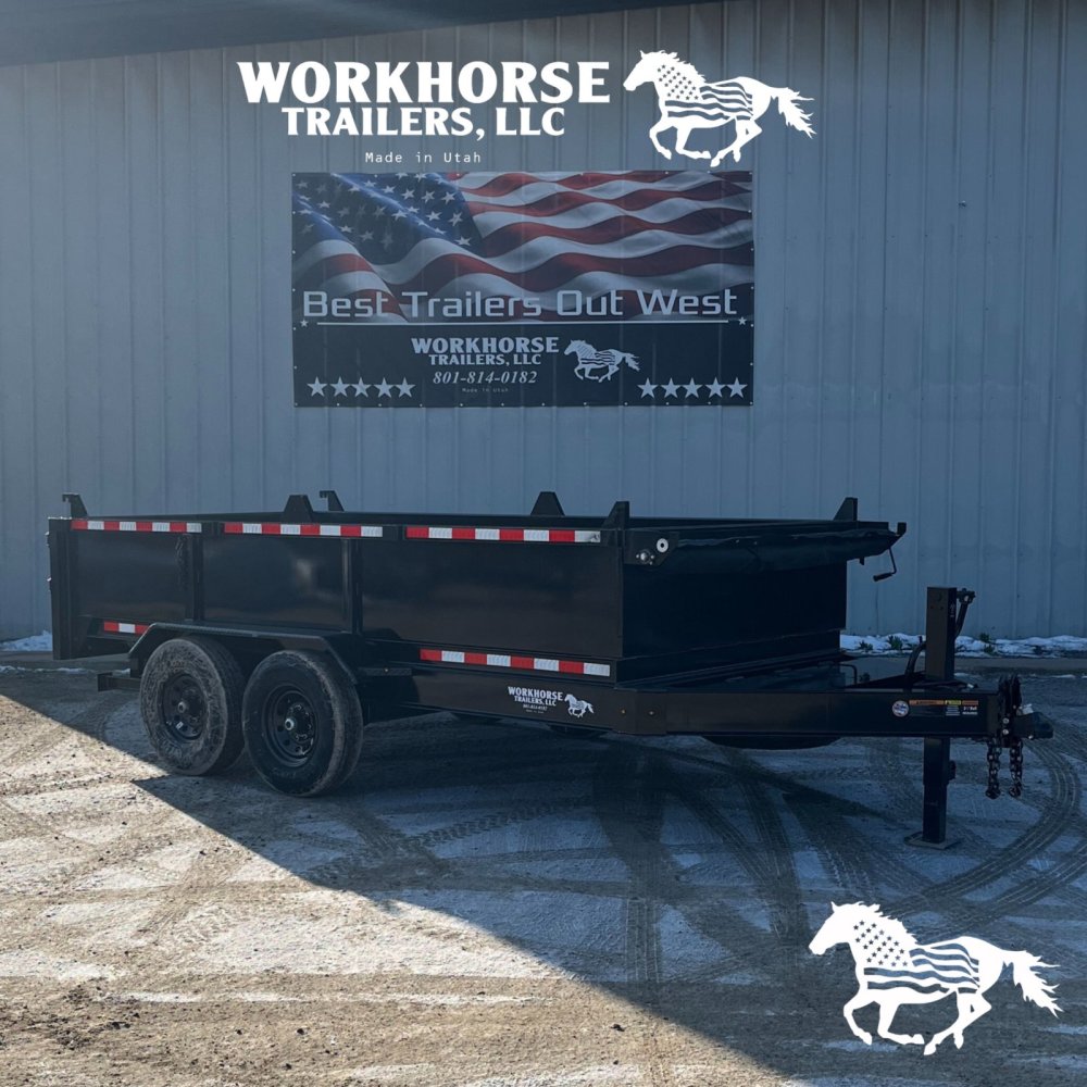 14' Workhorse Dump Trailer 15K Bumper Pull Tandem Axle Trailer *SPARE TIRE INCLUDED*