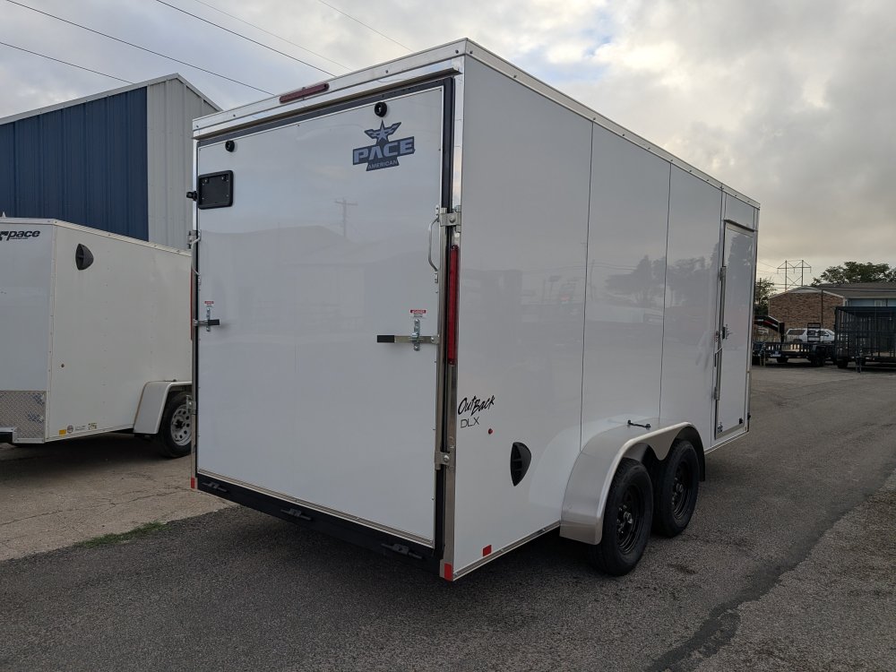 2027 Pace American 7x16 White Tandem Drop Gate Cargo Trailer